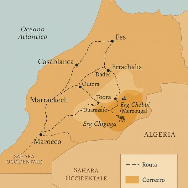 Vista aerea del paesaggio del deserto del Sahara in Marocco.